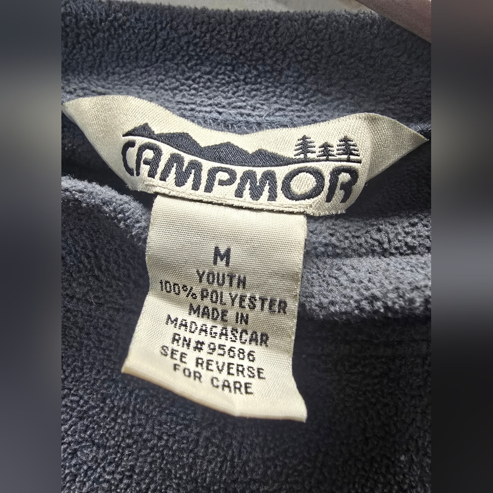 Vintage Campmor Boys Raglan Fleece Pullover Charcoal Grey - Size Medium - Picture 7 of 9